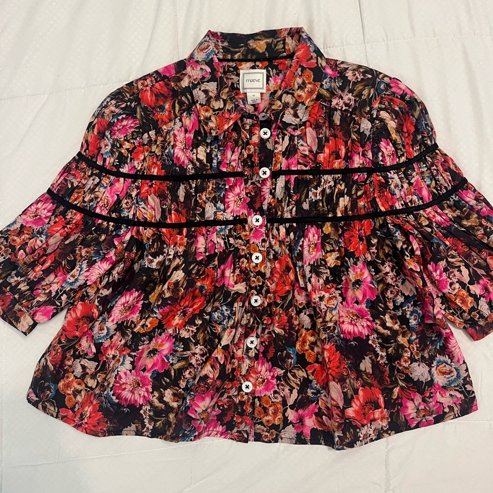 Maeve dark floral cropped blouse